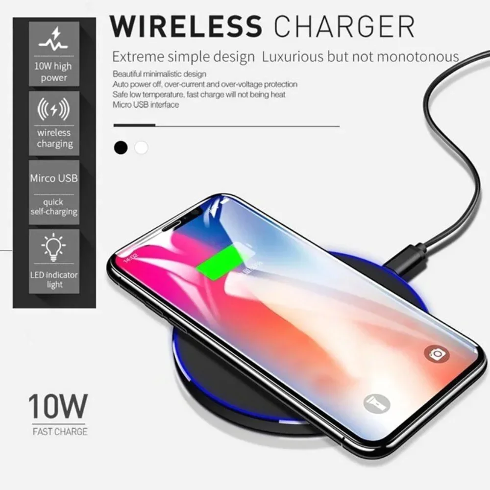 Wireless Charger Blue Round Universal 10W Fast Charge iPhone Samsung Google